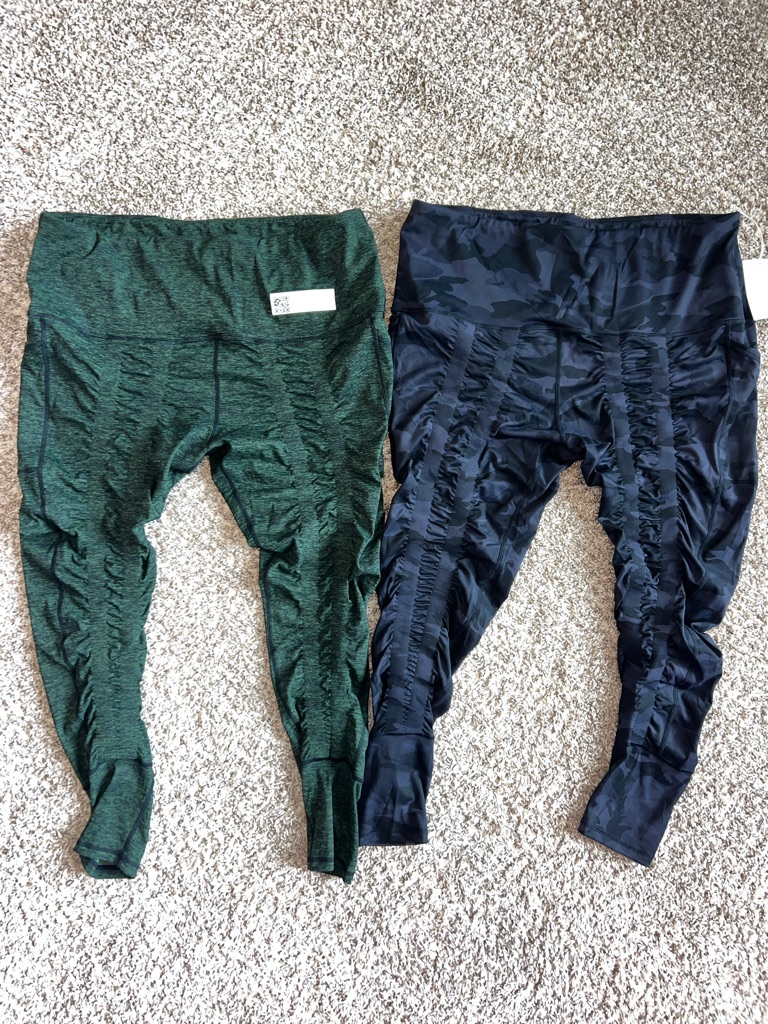 Nwt! Sweetflexx Hi Rise Resistance Band Leggings Black Camo & Forest Green Sz 20